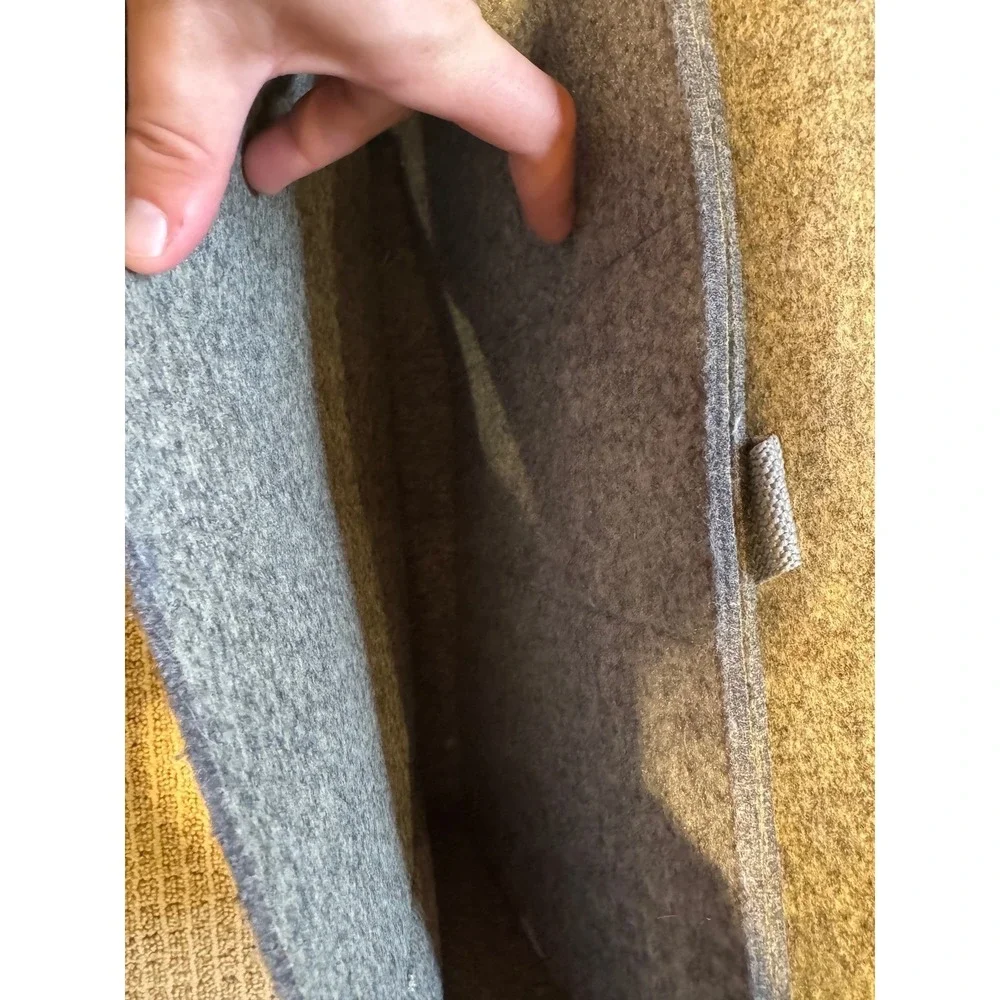 Grey‎ Felt Satchel Messenger Bag Two Tone Buckle Strap Shoulder Bag